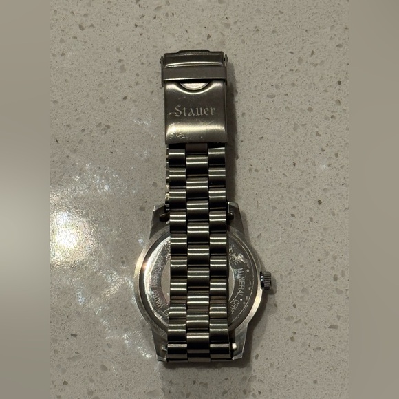 Stauer Mens Regatta Yacht Racing Flag Blue Face Silver tone Watch 24580 vintage - Picture 2 of 3